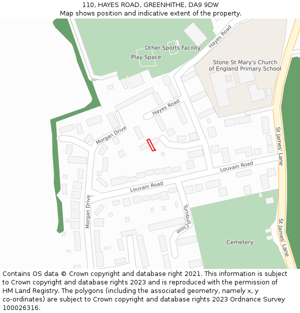 110, HAYES ROAD, GREENHITHE, DA9 9DW: Location map and indicative extent of plot