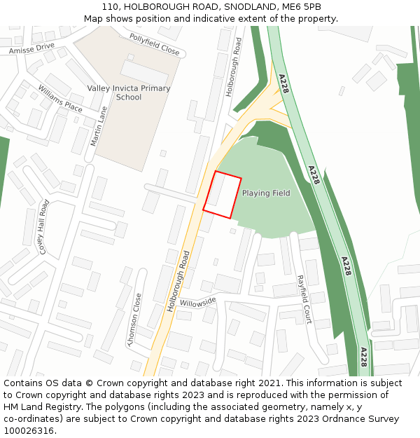 110, HOLBOROUGH ROAD, SNODLAND, ME6 5PB: Location map and indicative extent of plot