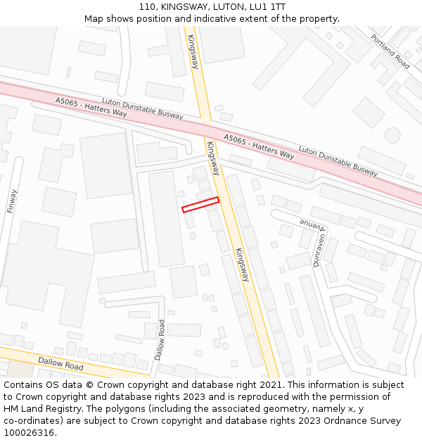 110, KINGSWAY, LUTON, LU1 1TT: Location map and indicative extent of plot