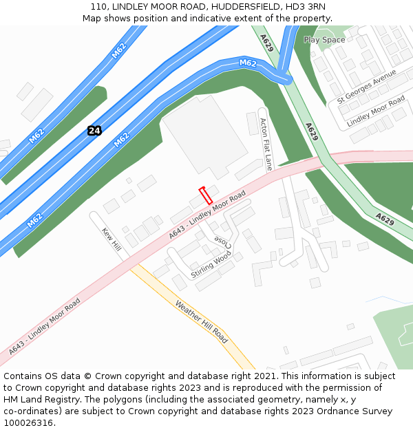 110, LINDLEY MOOR ROAD, HUDDERSFIELD, HD3 3RN: Location map and indicative extent of plot
