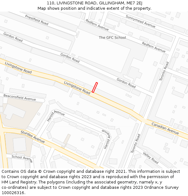 110, LIVINGSTONE ROAD, GILLINGHAM, ME7 2EJ: Location map and indicative extent of plot