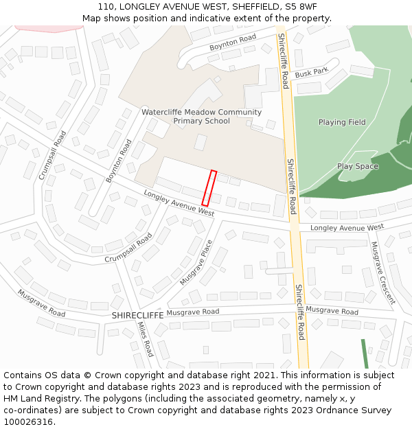 110, LONGLEY AVENUE WEST, SHEFFIELD, S5 8WF: Location map and indicative extent of plot