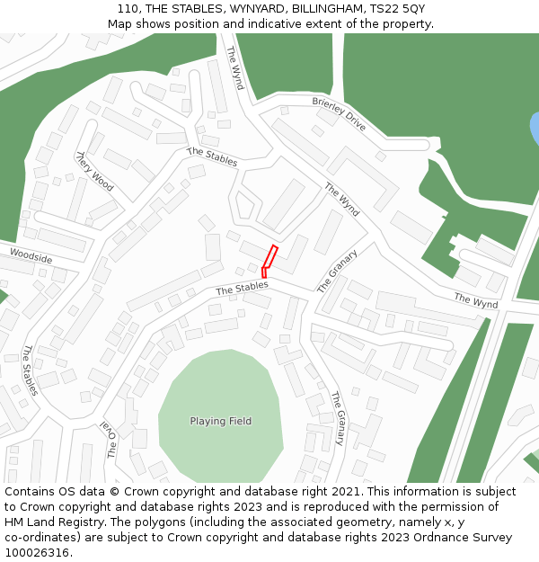 110, THE STABLES, WYNYARD, BILLINGHAM, TS22 5QY: Location map and indicative extent of plot
