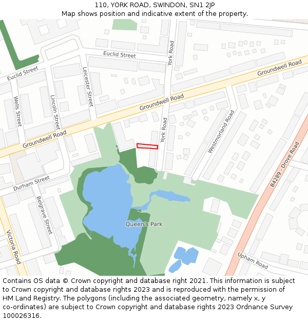 110, YORK ROAD, SWINDON, SN1 2JP: Location map and indicative extent of plot
