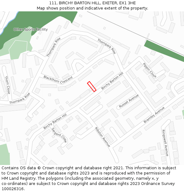 111, BIRCHY BARTON HILL, EXETER, EX1 3HE: Location map and indicative extent of plot