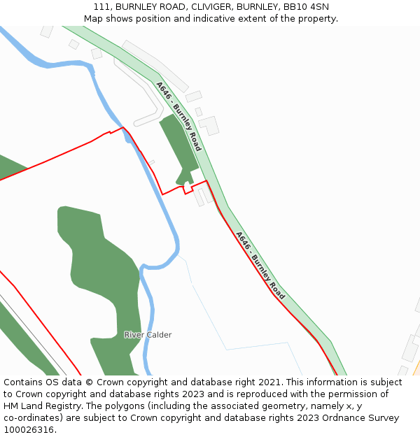 111, BURNLEY ROAD, CLIVIGER, BURNLEY, BB10 4SN: Location map and indicative extent of plot