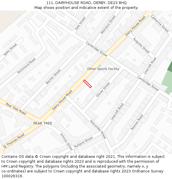 111, DAIRYHOUSE ROAD, DERBY, DE23 8HQ: Location map and indicative extent of plot
