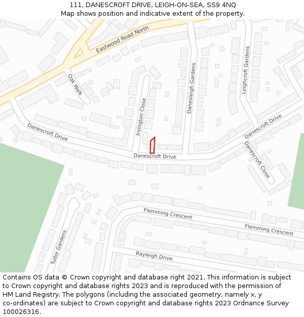 111, DANESCROFT DRIVE, LEIGH-ON-SEA, SS9 4NQ: Location map and indicative extent of plot