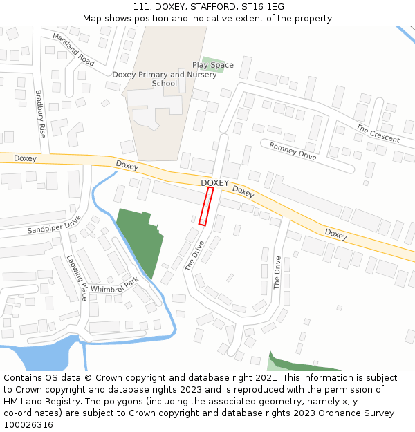 111, DOXEY, STAFFORD, ST16 1EG: Location map and indicative extent of plot