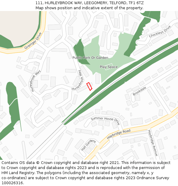111, HURLEYBROOK WAY, LEEGOMERY, TELFORD, TF1 6TZ: Location map and indicative extent of plot