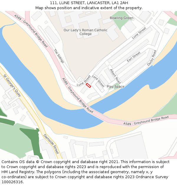 111, LUNE STREET, LANCASTER, LA1 2AH: Location map and indicative extent of plot