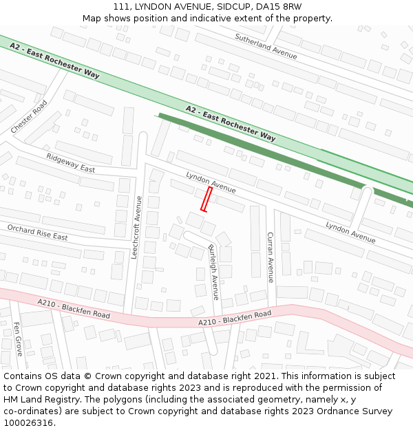 111, LYNDON AVENUE, SIDCUP, DA15 8RW: Location map and indicative extent of plot