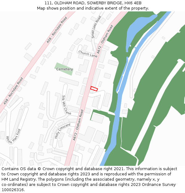 111, OLDHAM ROAD, SOWERBY BRIDGE, HX6 4EB: Location map and indicative extent of plot