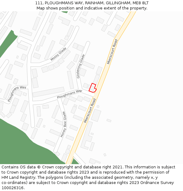 111, PLOUGHMANS WAY, RAINHAM, GILLINGHAM, ME8 8LT: Location map and indicative extent of plot