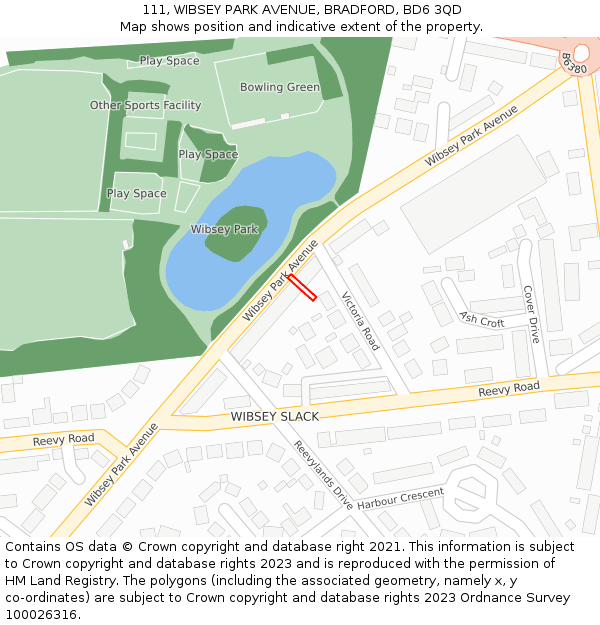 111, WIBSEY PARK AVENUE, BRADFORD, BD6 3QD: Location map and indicative extent of plot