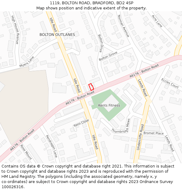 1119, BOLTON ROAD, BRADFORD, BD2 4SP: Location map and indicative extent of plot
