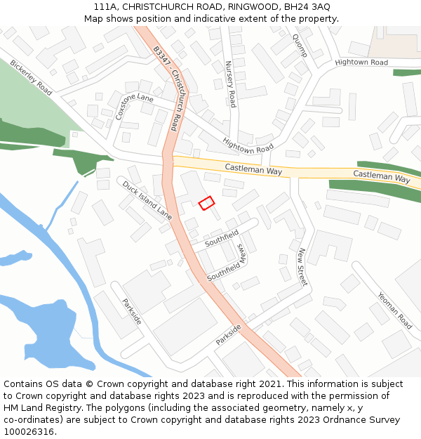 111A, CHRISTCHURCH ROAD, RINGWOOD, BH24 3AQ: Location map and indicative extent of plot
