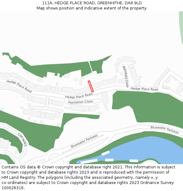 111A, HEDGE PLACE ROAD, GREENHITHE, DA9 9LD: Location map and indicative extent of plot