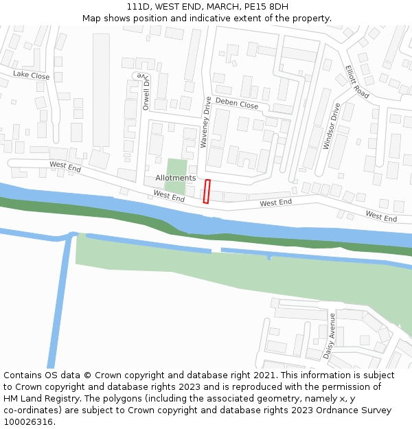 111D, WEST END, MARCH, PE15 8DH: Location map and indicative extent of plot