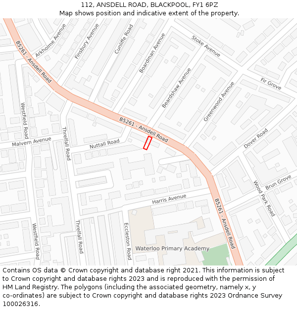 112, ANSDELL ROAD, BLACKPOOL, FY1 6PZ: Location map and indicative extent of plot