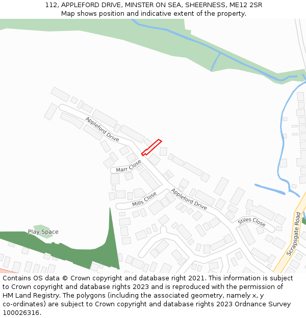 112, APPLEFORD DRIVE, MINSTER ON SEA, SHEERNESS, ME12 2SR: Location map and indicative extent of plot