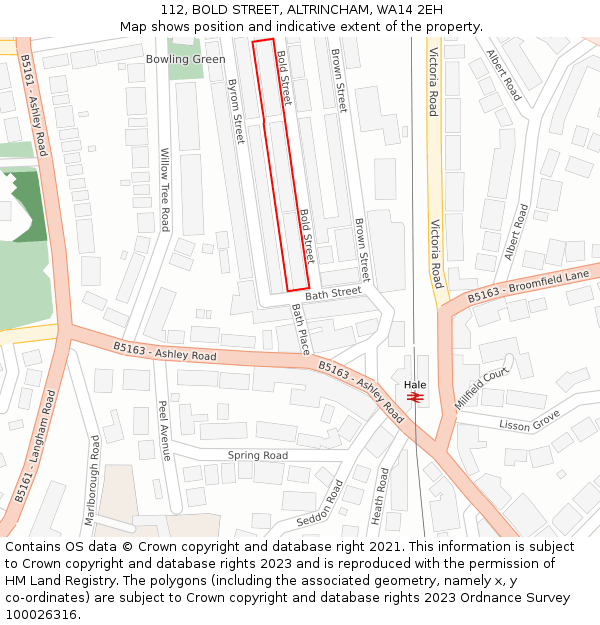 112, BOLD STREET, ALTRINCHAM, WA14 2EH: Location map and indicative extent of plot