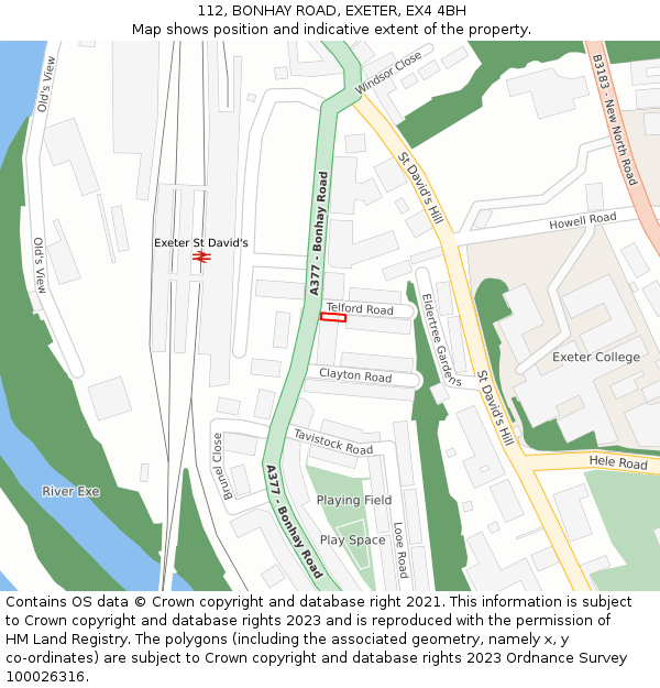 112, BONHAY ROAD, EXETER, EX4 4BH: Location map and indicative extent of plot