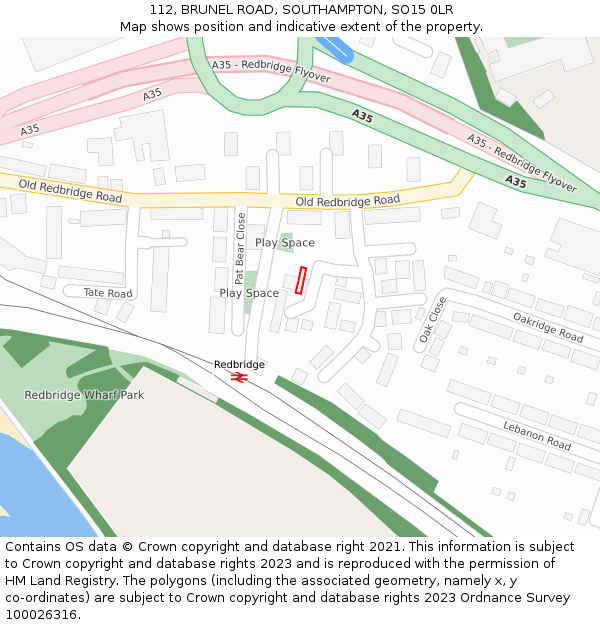112, BRUNEL ROAD, SOUTHAMPTON, SO15 0LR: Location map and indicative extent of plot