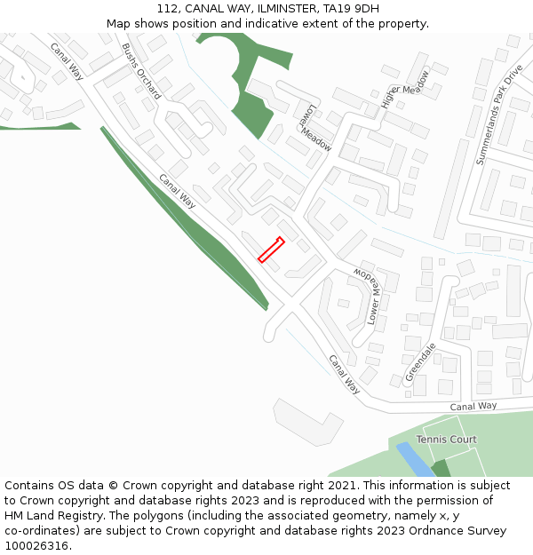 112, CANAL WAY, ILMINSTER, TA19 9DH: Location map and indicative extent of plot