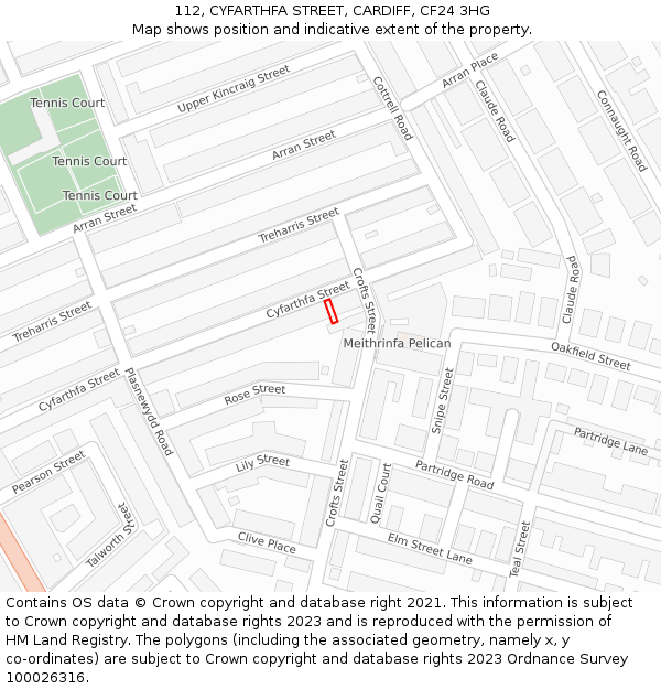 112, CYFARTHFA STREET, CARDIFF, CF24 3HG: Location map and indicative extent of plot