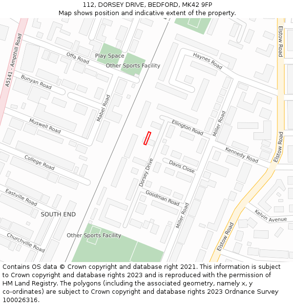 112, DORSEY DRIVE, BEDFORD, MK42 9FP: Location map and indicative extent of plot
