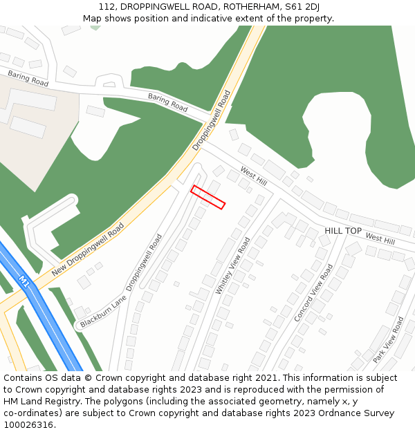 112, DROPPINGWELL ROAD, ROTHERHAM, S61 2DJ: Location map and indicative extent of plot