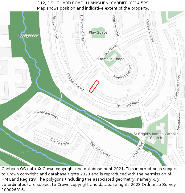 112, FISHGUARD ROAD, LLANISHEN, CARDIFF, CF14 5PS: Location map and indicative extent of plot