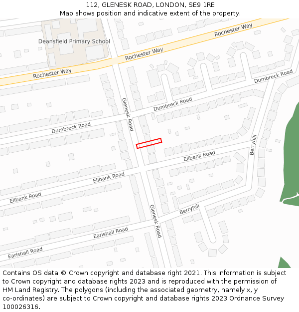 112, GLENESK ROAD, LONDON, SE9 1RE: Location map and indicative extent of plot