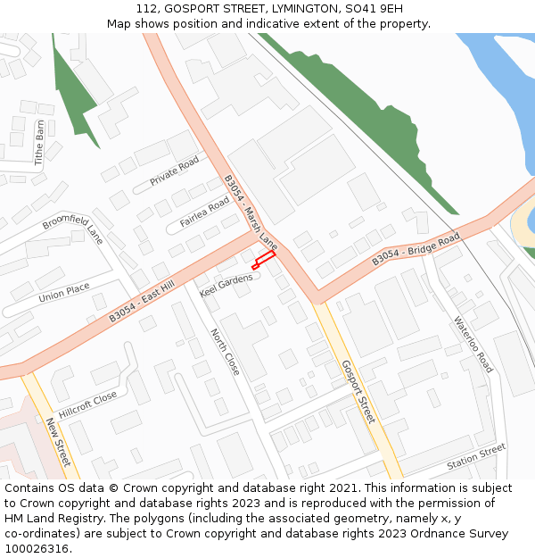 112, GOSPORT STREET, LYMINGTON, SO41 9EH: Location map and indicative extent of plot