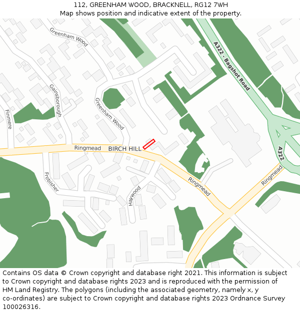 112, GREENHAM WOOD, BRACKNELL, RG12 7WH: Location map and indicative extent of plot