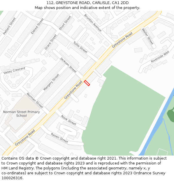 112, GREYSTONE ROAD, CARLISLE, CA1 2DD: Location map and indicative extent of plot