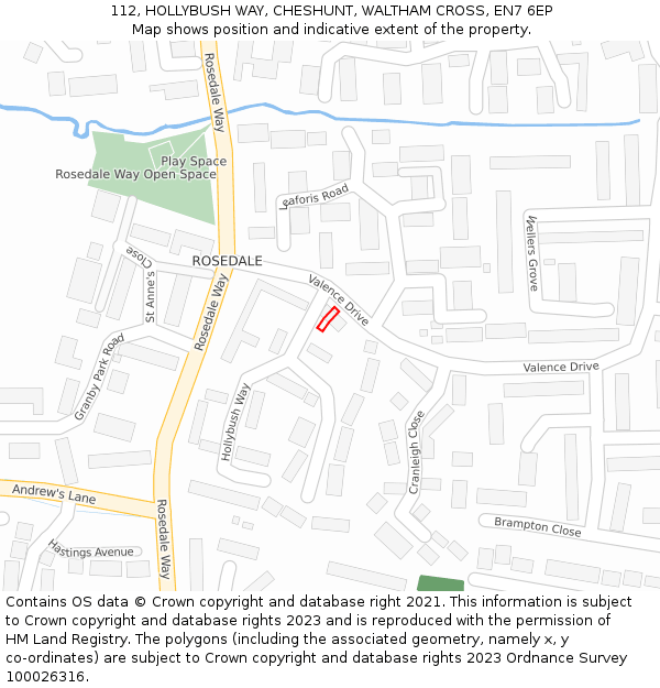 112, HOLLYBUSH WAY, CHESHUNT, WALTHAM CROSS, EN7 6EP: Location map and indicative extent of plot