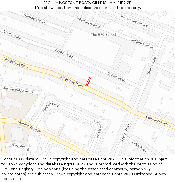 112, LIVINGSTONE ROAD, GILLINGHAM, ME7 2EJ: Location map and indicative extent of plot