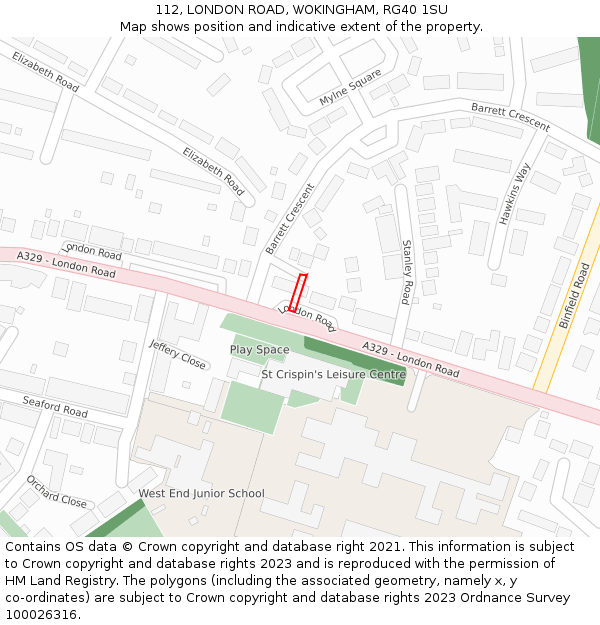 112, LONDON ROAD, WOKINGHAM, RG40 1SU: Location map and indicative extent of plot