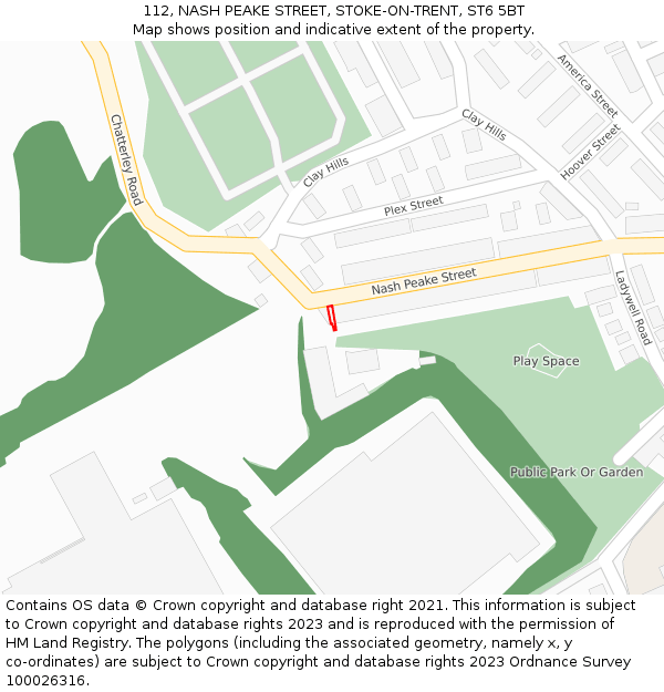 112, NASH PEAKE STREET, STOKE-ON-TRENT, ST6 5BT: Location map and indicative extent of plot