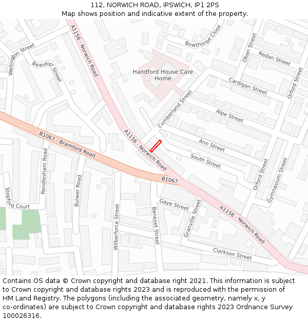 112, NORWICH ROAD, IPSWICH, IP1 2PS: Location map and indicative extent of plot