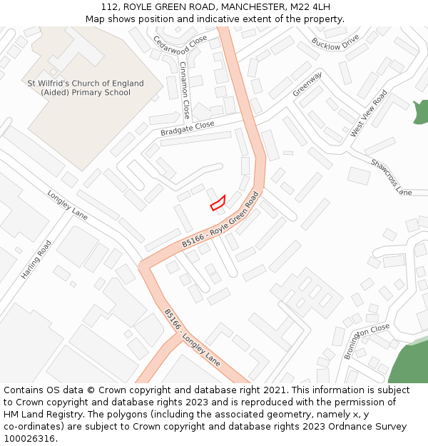 112, ROYLE GREEN ROAD, MANCHESTER, M22 4LH: Location map and indicative extent of plot