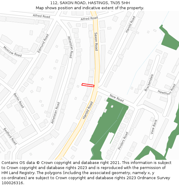 112, SAXON ROAD, HASTINGS, TN35 5HH: Location map and indicative extent of plot