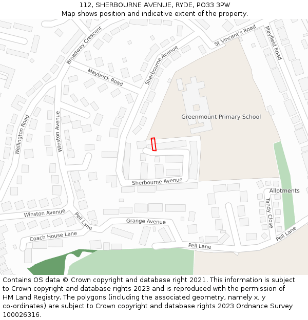 112, SHERBOURNE AVENUE, RYDE, PO33 3PW: Location map and indicative extent of plot