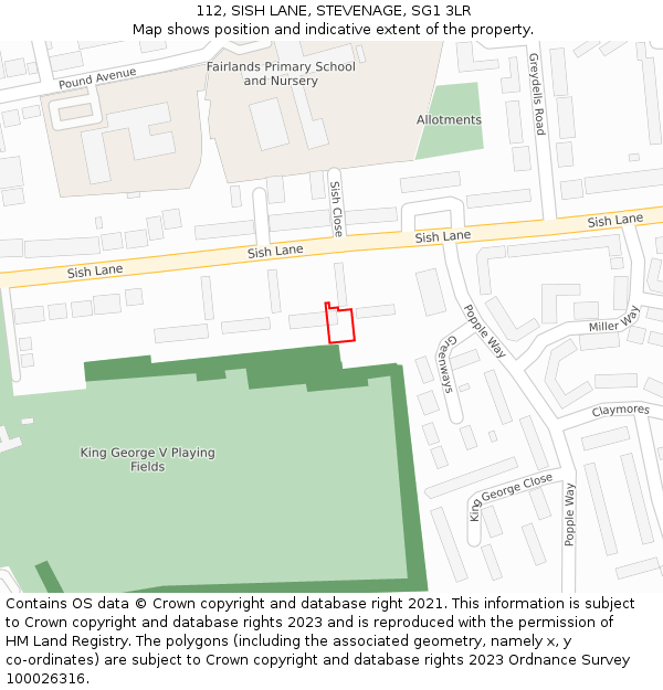 112, SISH LANE, STEVENAGE, SG1 3LR: Location map and indicative extent of plot