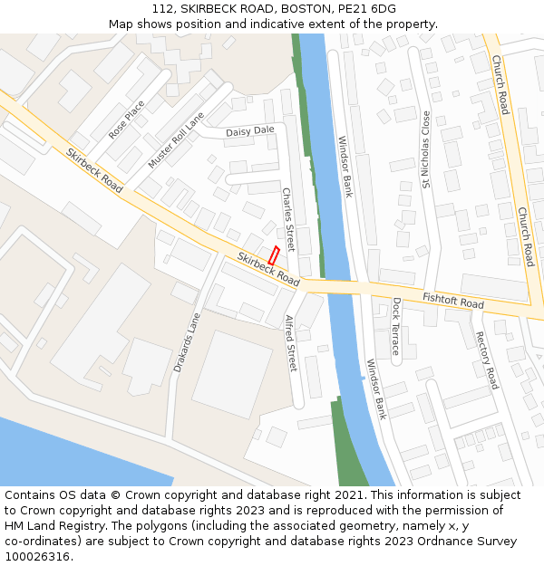 112, SKIRBECK ROAD, BOSTON, PE21 6DG: Location map and indicative extent of plot