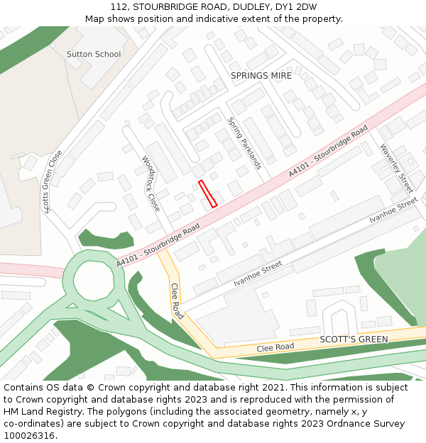 112, STOURBRIDGE ROAD, DUDLEY, DY1 2DW: Location map and indicative extent of plot