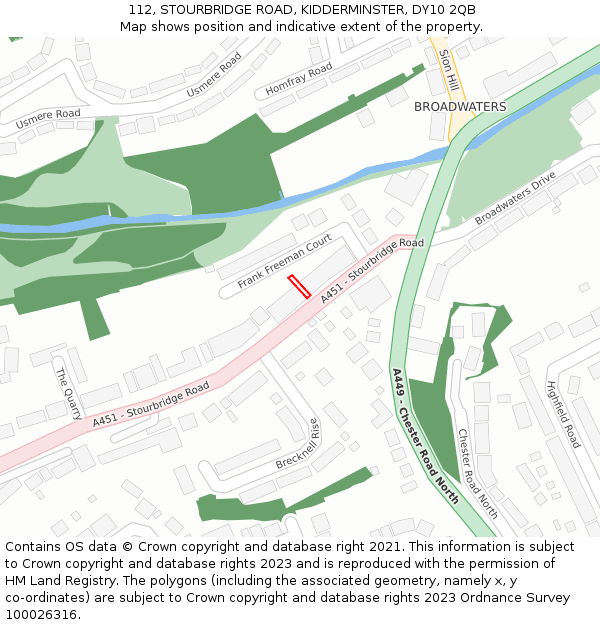 112, STOURBRIDGE ROAD, KIDDERMINSTER, DY10 2QB: Location map and indicative extent of plot