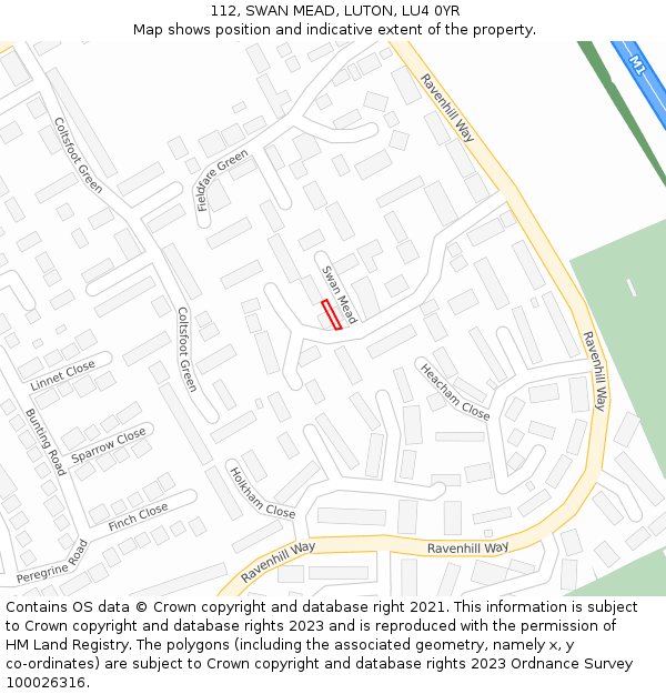 112, SWAN MEAD, LUTON, LU4 0YR: Location map and indicative extent of plot